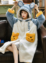 Blue Bear Long Sleeve Long Style Sleepwear