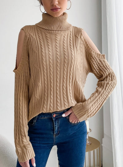 Collar Twist High Solid Color Sweater