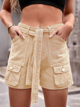 Belt Denim Overalls Casual Shorts