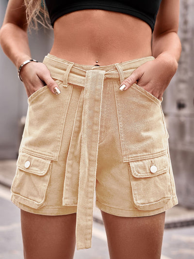Belt Denim Overalls Casual Shorts