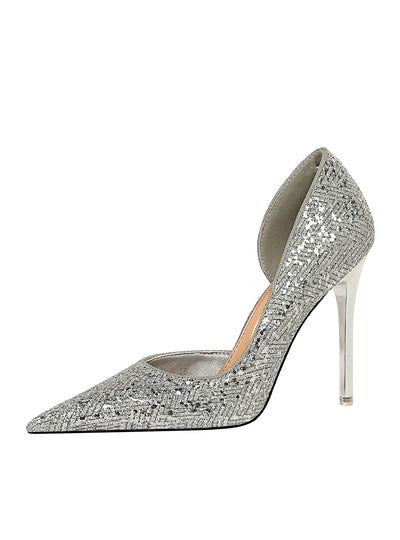 Shallow Pointed High Heel Sequined Shoes