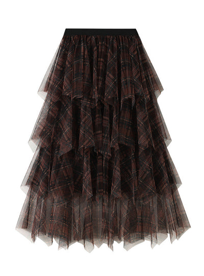 Women Irregular Gauze Cake Skirt