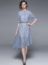 Lantern Openwork Lace Irregular Dress