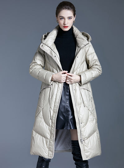 Thick Hooded White Duck Down Jacket