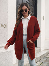 Twist Pocket Long Knitted Loose Cardigan Sweater