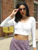 Round Neck Solid Color Long Sleeve Knit Top