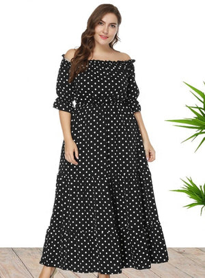 Word Collar Polka Dot Beach Dress