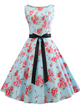 Blue Scoop Print Sleeveless Dress