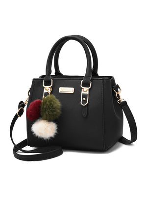 Women Hairball Ornaments Totes Solid Sequined Handbag