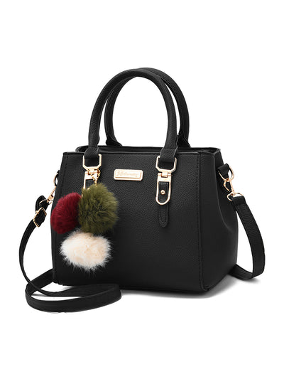 Women Hairball Ornaments Totes Solid Sequined Handbag