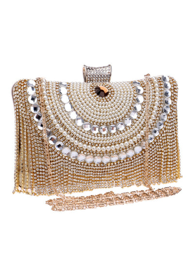 Rhinestones Tassel Clutch Diamonds Beaded Metal Evening Bags