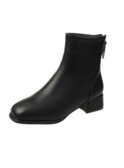 Back Zipper Cotton Square Head Snow Boots