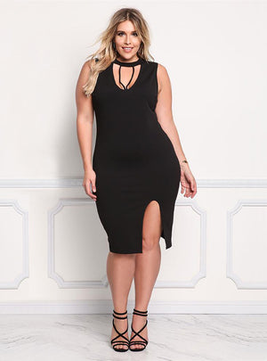 Sheath Plus Sleevelees Short Dress