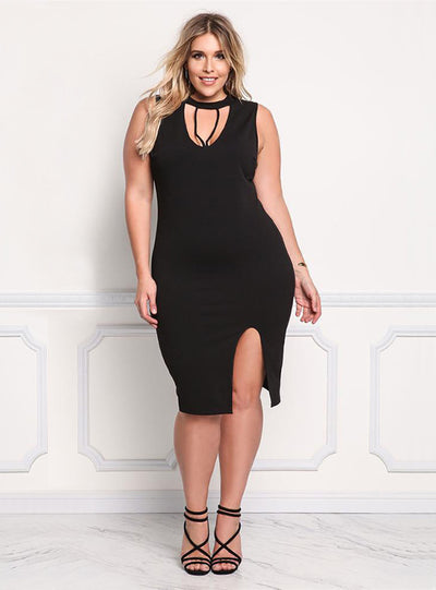 Sheath Plus Sleevelees Short Dress