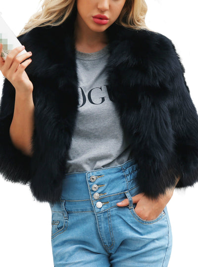 Women's Fox Fur Short Coat Faux Fur Long Coat