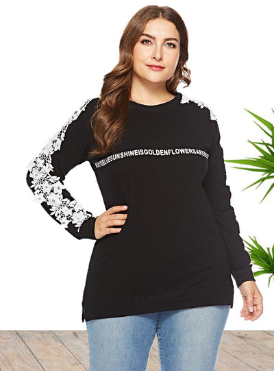 Turtleneck Letter Printed Long Sleeve Top