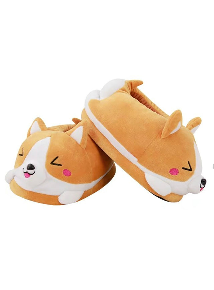 Koi Dog Slippers Cartoon Cute Double Warm Plush 