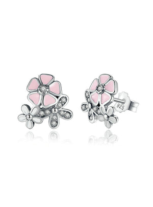 925 Sterling Silver Cherry Blossom Drop Earring