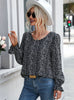Round Neck Leopard Bubble Long Sleeve Shirt
