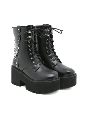 Thick-soled Martin Boots Metal Chain Booties