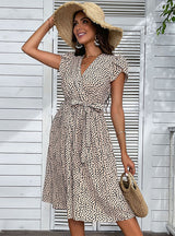 Leopard Print Pleated Dress