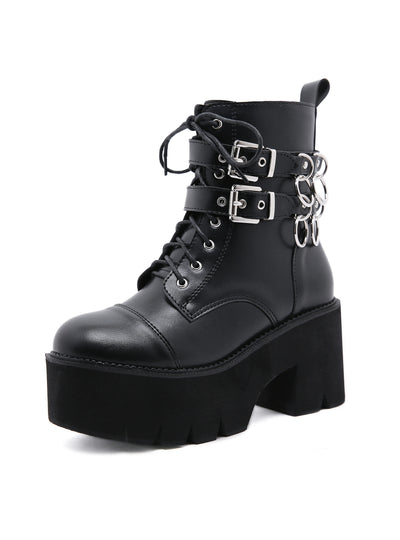 Metal Zipper Sponge Cake Bottom Female Boots