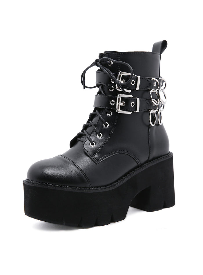 Metal Zipper Sponge Cake Bottom Female Boots