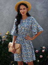 Women Five-sleeve Floral Dress