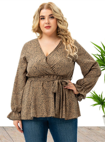 Women's Long Sleeve Polka Dot Blouse