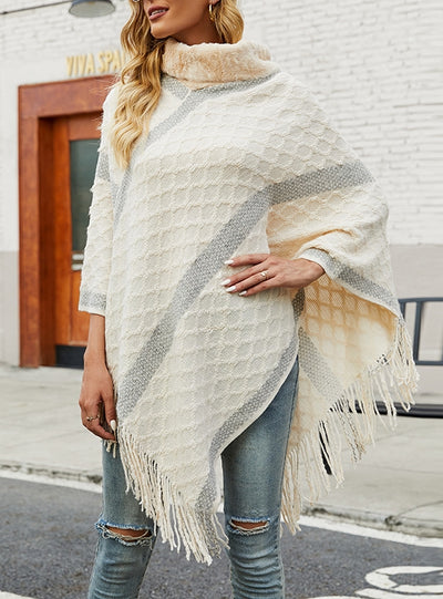 Women's Cape Fur Collar Tassel Coat