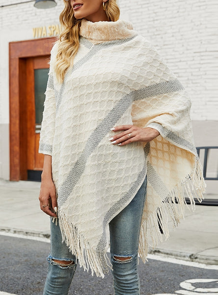 Women's Cape Fur Collar Tassel Coat