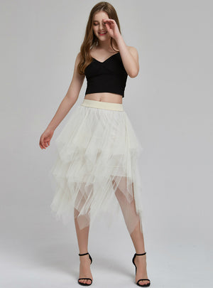 Fluffy Skirt Irregular Gauze Skirt