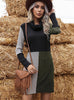 Collar Knit Stitching Sweater Dress