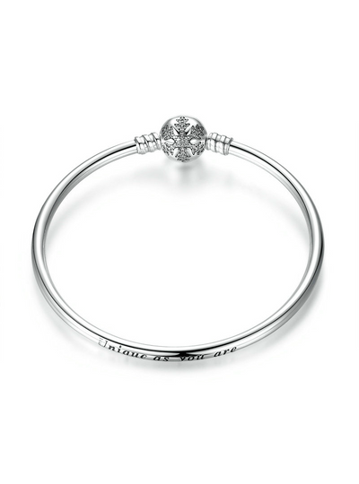 925 Sterling Silver Engrave Snowflake Clasp Snake Chain