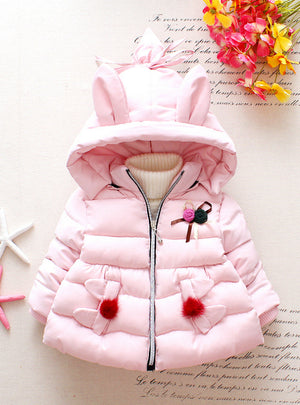 Girl's Cotton Clothes Solid Color Padded Jacket