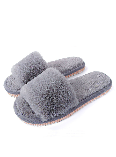 Womens Fur Slippers Winter Shoes Big Size Home Slippers Plush