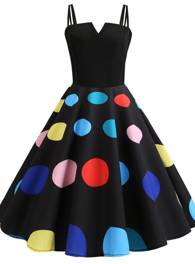 Sexy Straps Print Big Swing Dress