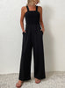 Wide Leg Pleated Sling Jumpsuit