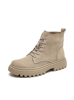 Ankle Boots Suede Leather Women Flat