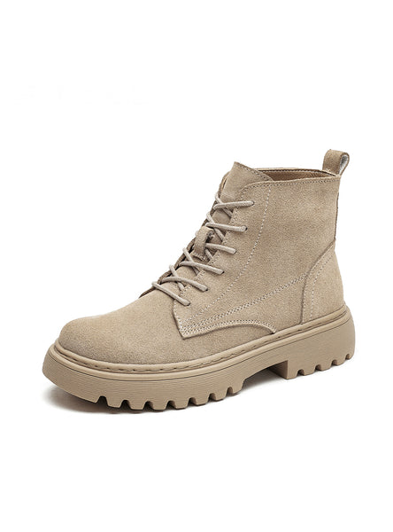 Ankle Boots Suede Leather Women Flat