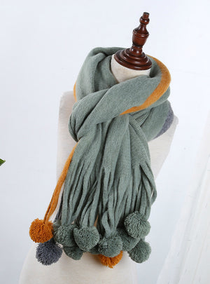 Cashmere Scarf Female Wool Ball Knitted Scarf
