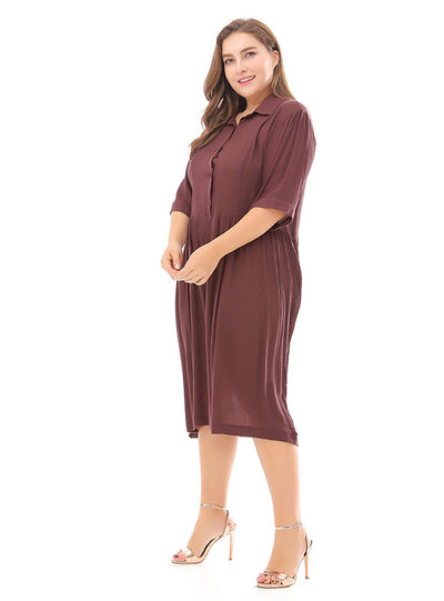 Plus Size Solid Color Knitted Dress