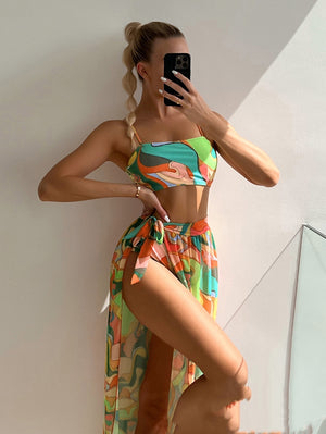 Tube Top Sunscreen Gauze Skirt Three-piece Bikini