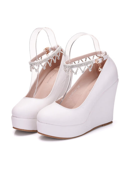 Wristband Waterproof Platform Wedge Round Toe Shoes