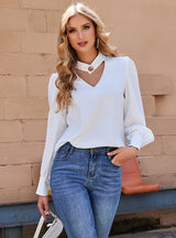 Loose Long-sleeved V-neck Pullover Shirt