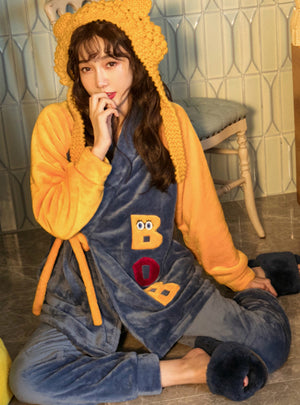 Japanese Kimono Cartoon Strap Long Sleeve Flannel