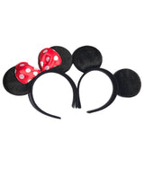 12pcs Minnie/Mickey Ears Solid Black & Red Bow