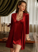Lace Velvet Gauze Sling Nightdress