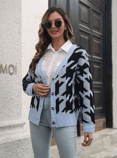 Button Loose Knit Cardigan Sweater