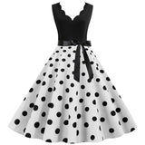Sleeveless V-neck Wave Print Dress